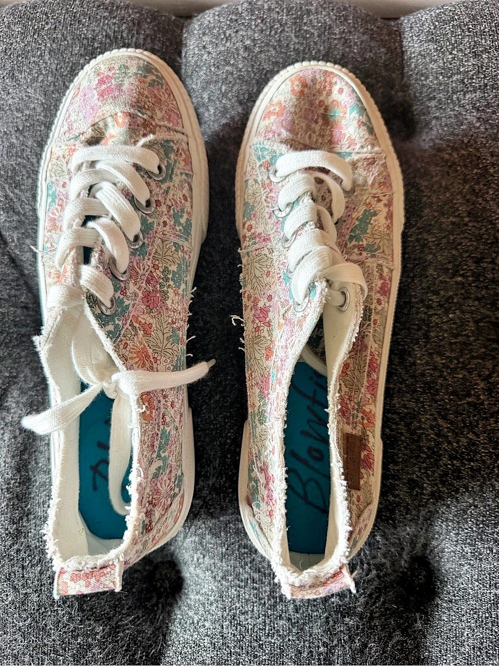 Blowfish Floral Print Sneakers in White & Pink